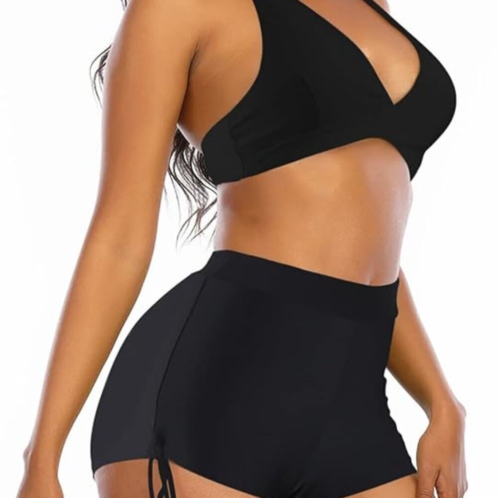 Womens High Waisted Swimsuits with Boy Shorts Brazilian